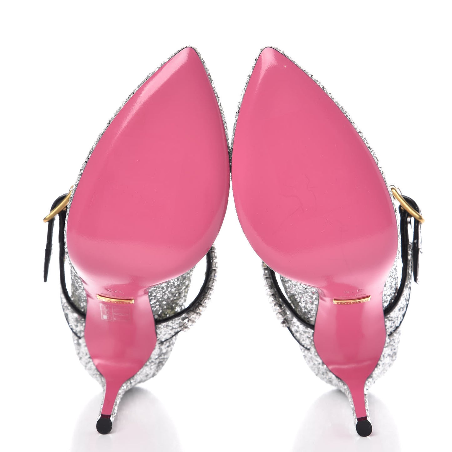Calfskin Glitter Slyvie Mary Jane Pumps 37.5 Argento