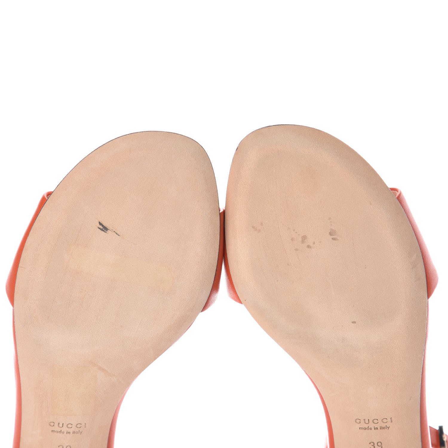 Gucci Calfskin Miro Soft Liliane Horsebit Sandals 39 Sun Orange 10 of 10