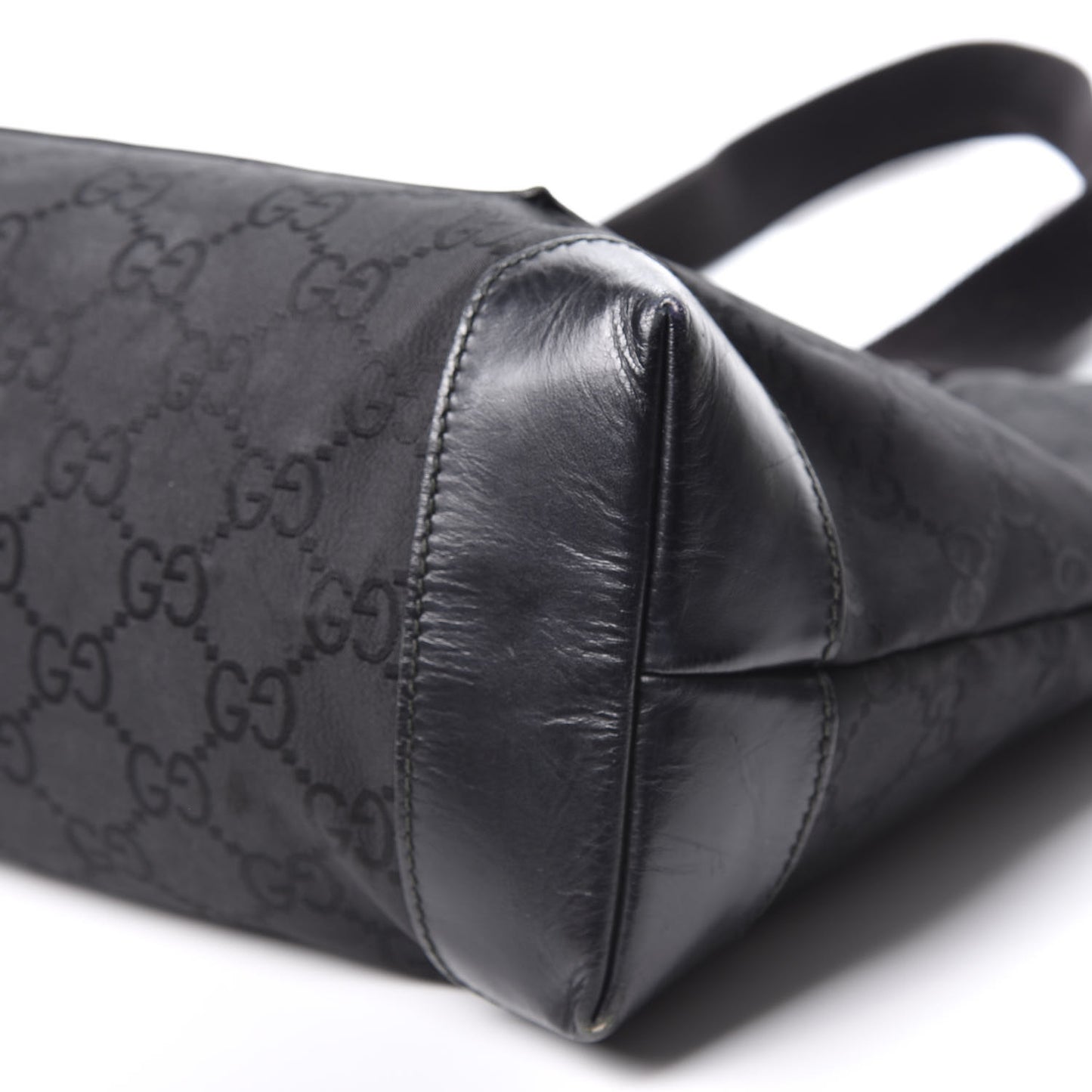 Nylon Monogram Calfskin Large Tote Bag Black
