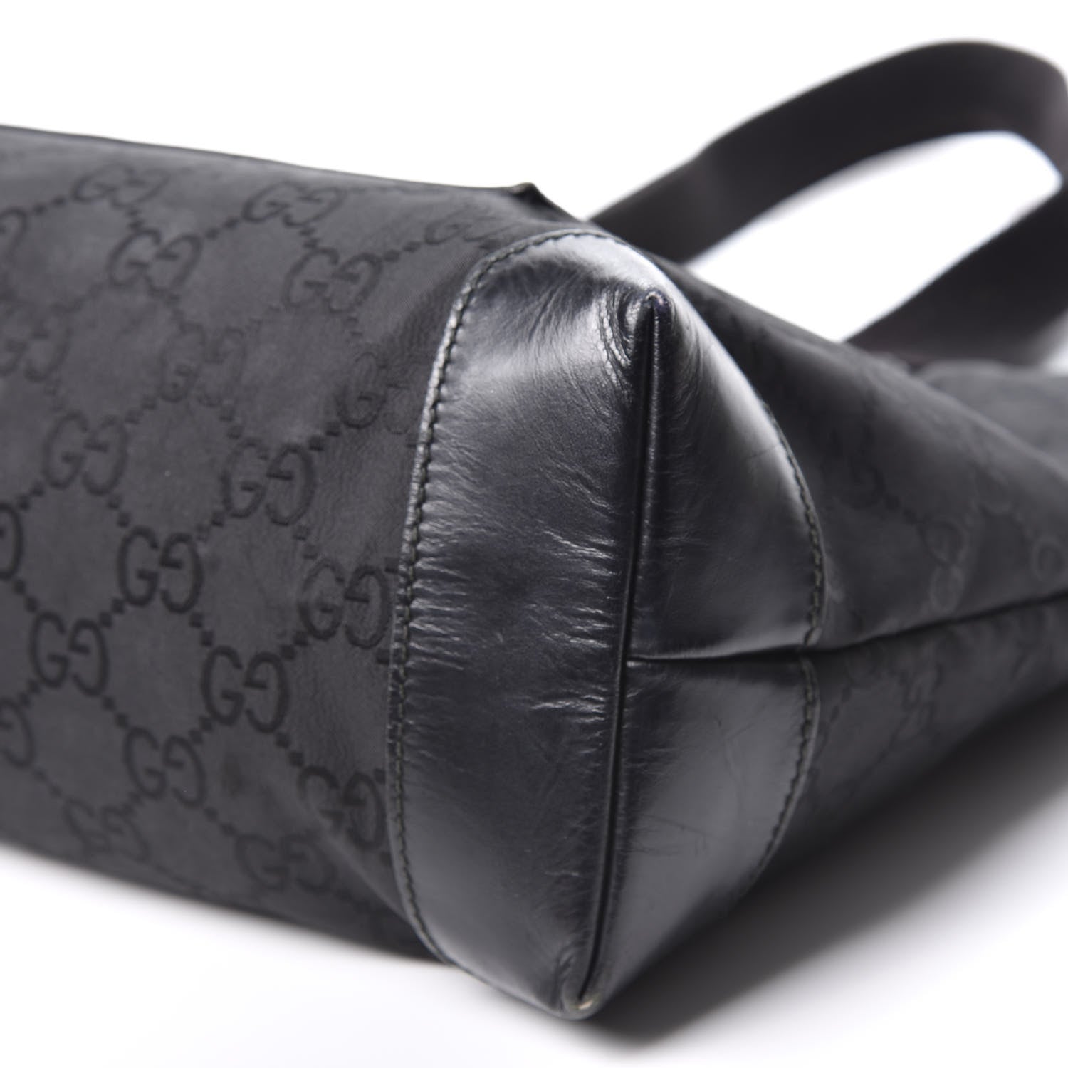 Gucci Nylon Monogram Calfskin Large Tote Bag Black 6 of 13