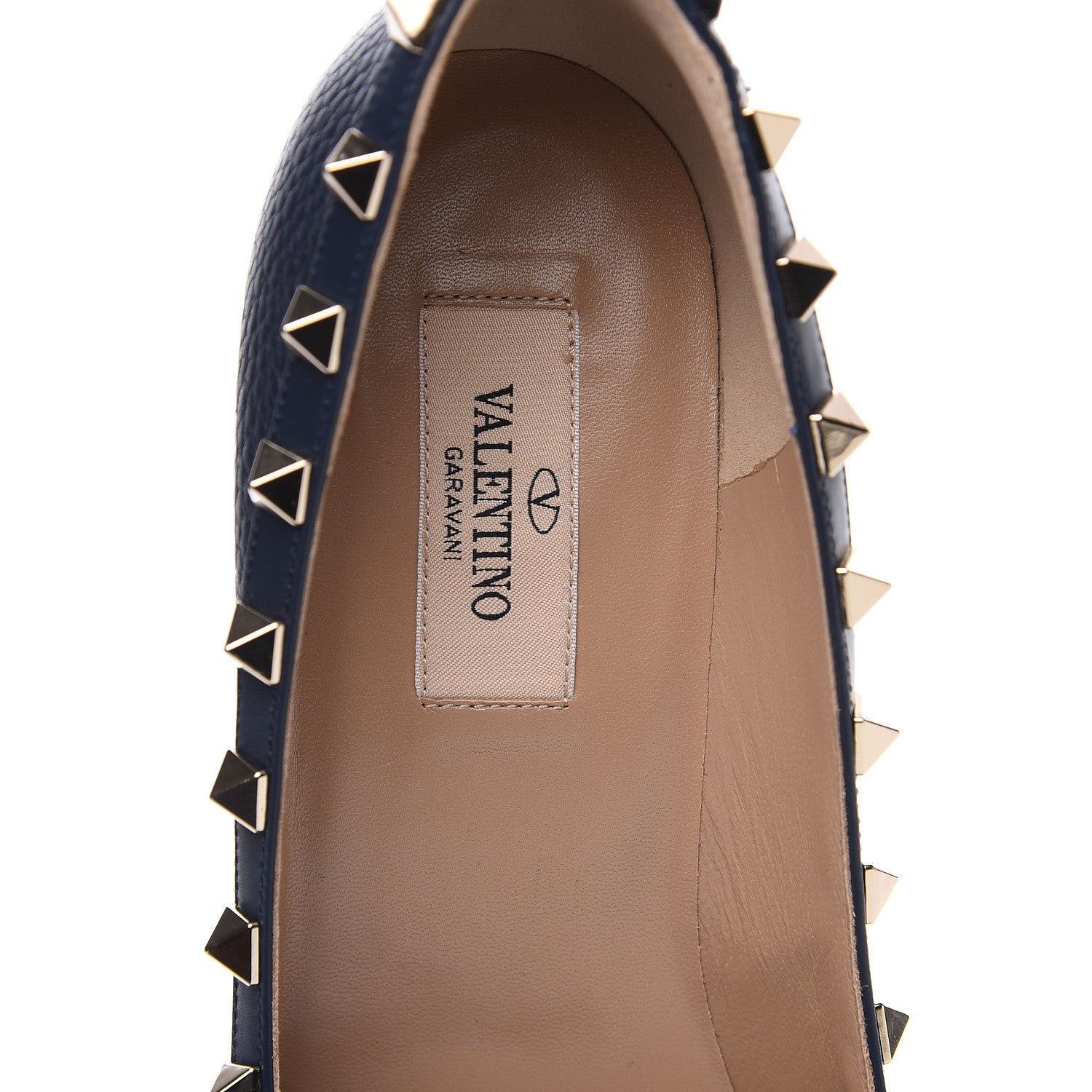 Valentino Garavani Pebbled Calfskin Rockstud 85mm Pumps 38 Marine 7 of 9