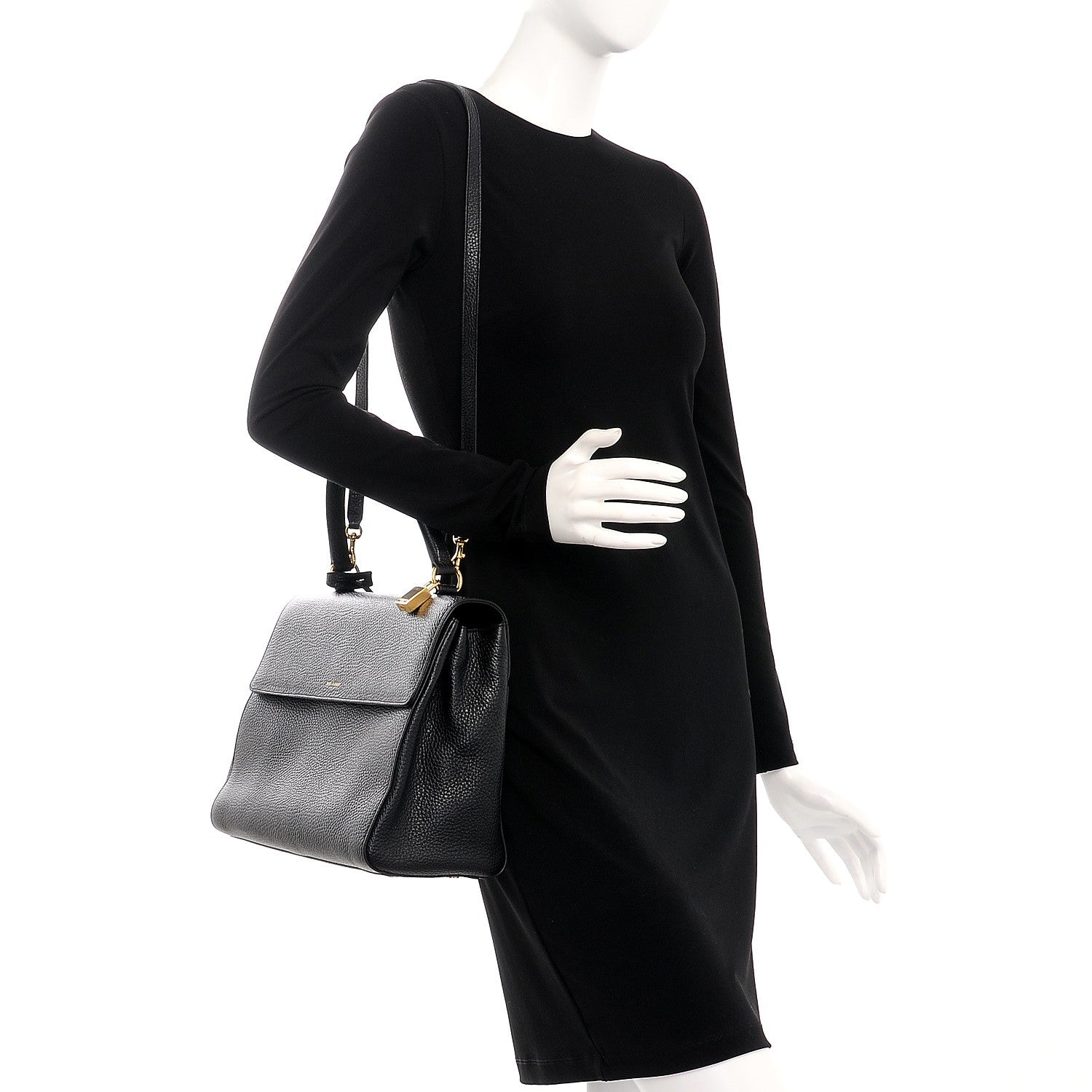 Saint Laurent Grained Calfskin Medium Moujik Top Handle Bag Black 2 of 8