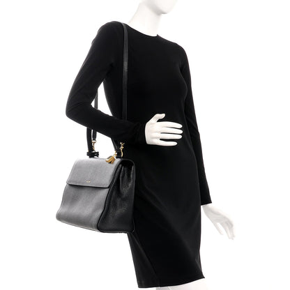 Saint Laurent Grained Calfskin Medium Moujik Top Handle Bag Black 2 of 8