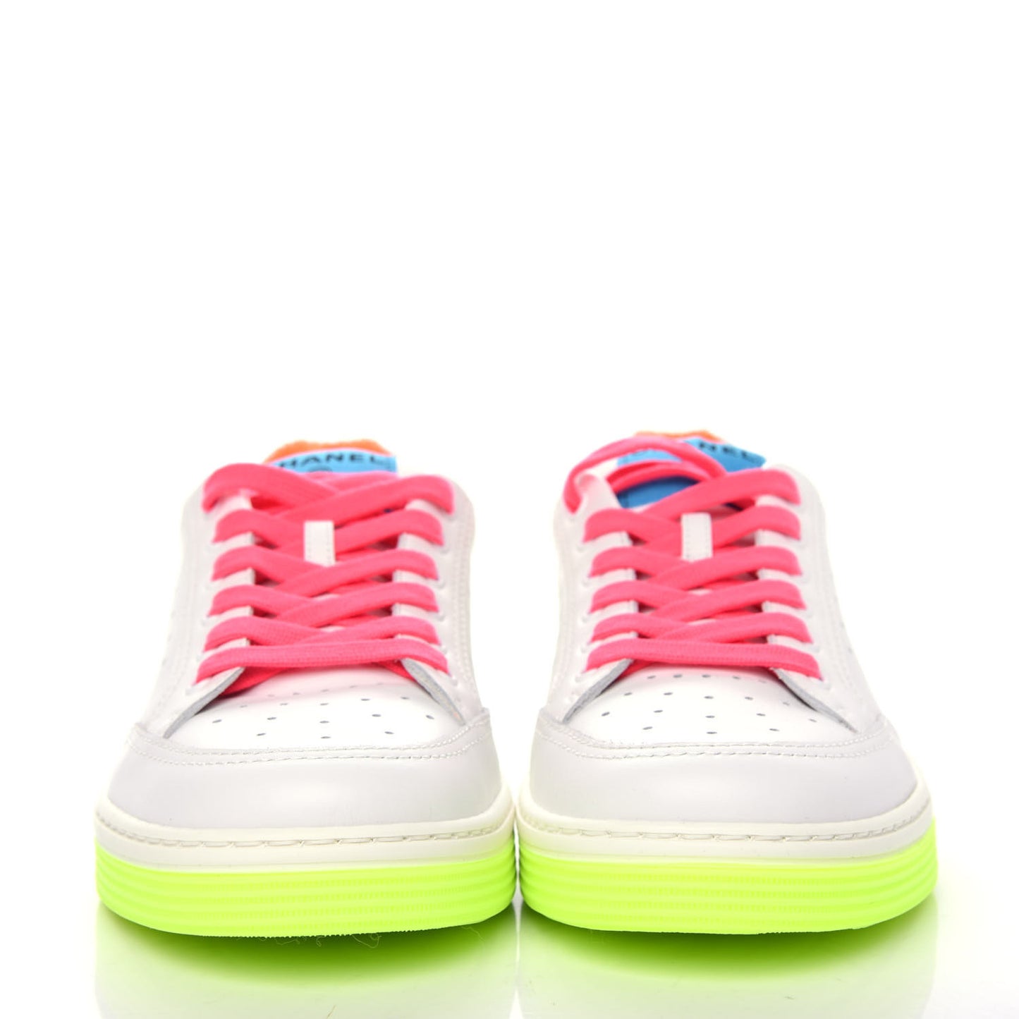 Calfskin Womens Logo Sneakers 40.5 White Multicolor