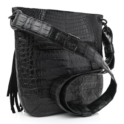 Nancy Gonzalez Crocodile Fringe Crossbody Bag Black 2 of 9