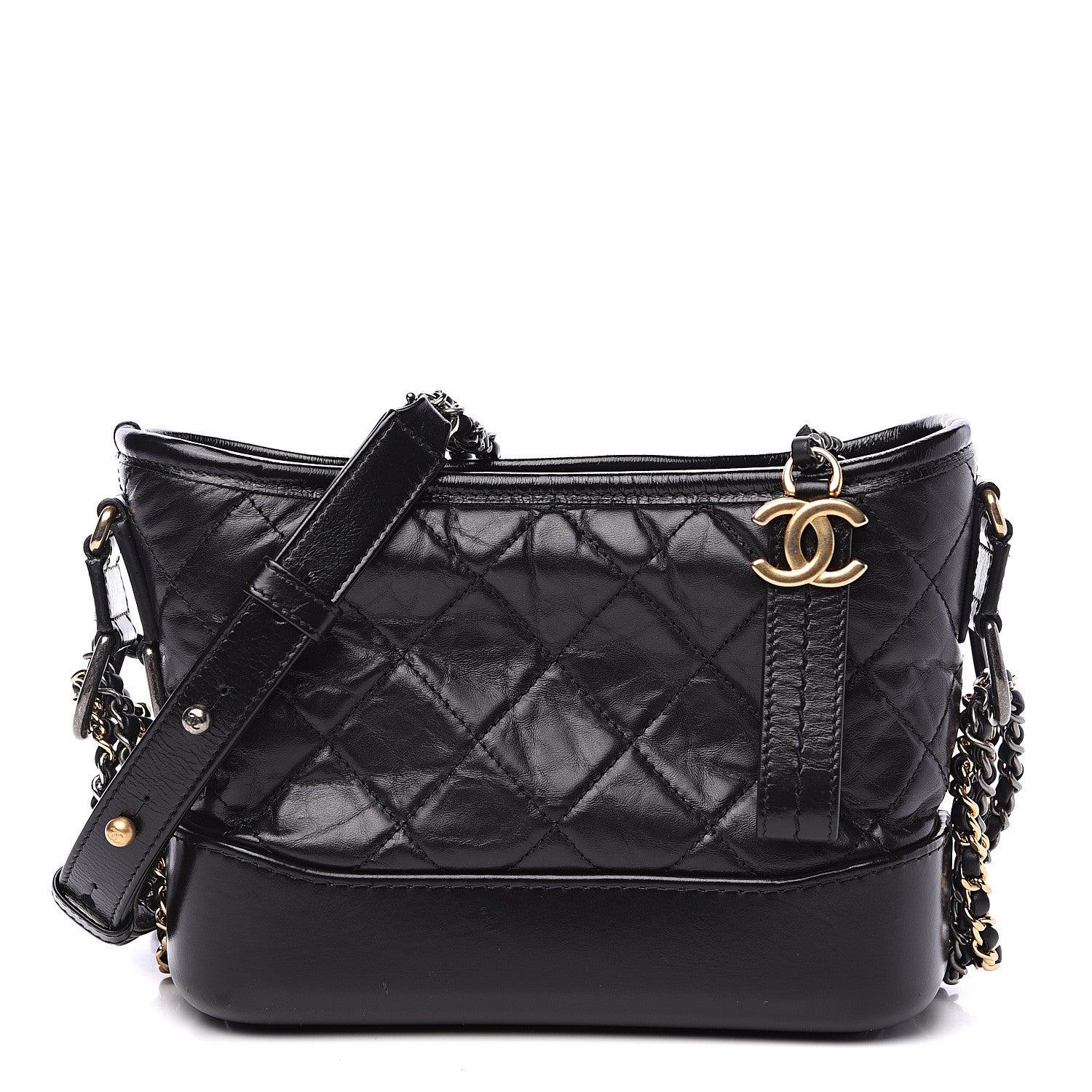 Chanel Aged Calfskin Quilted Small Gabrielle Hobo Black 1 of 9