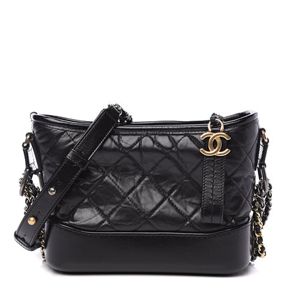 Chanel Aged Calfskin Quilted Small Gabrielle Hobo Black 1 of 9