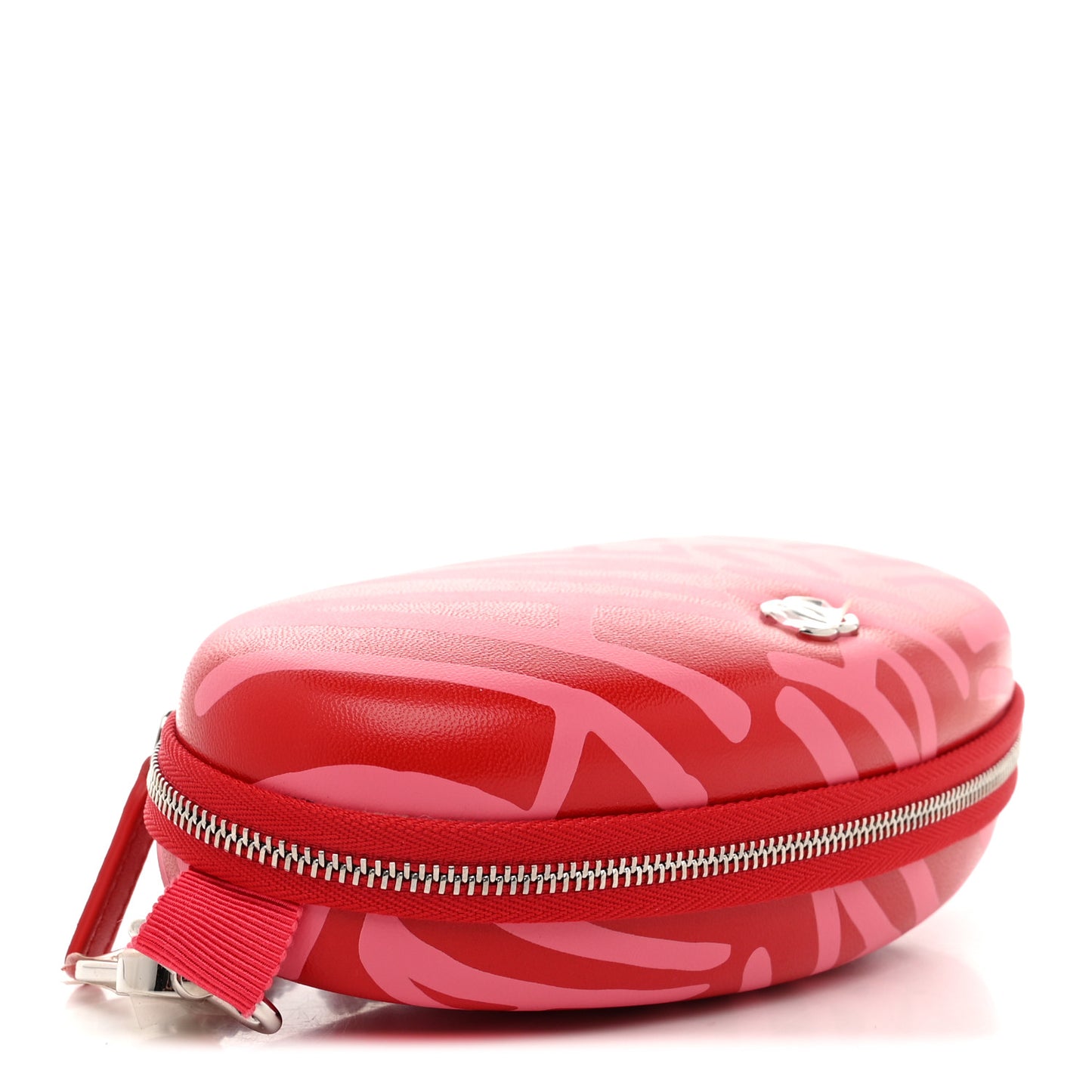 Lambskin Printed Coco Neige Glasses Case with Chain Pink