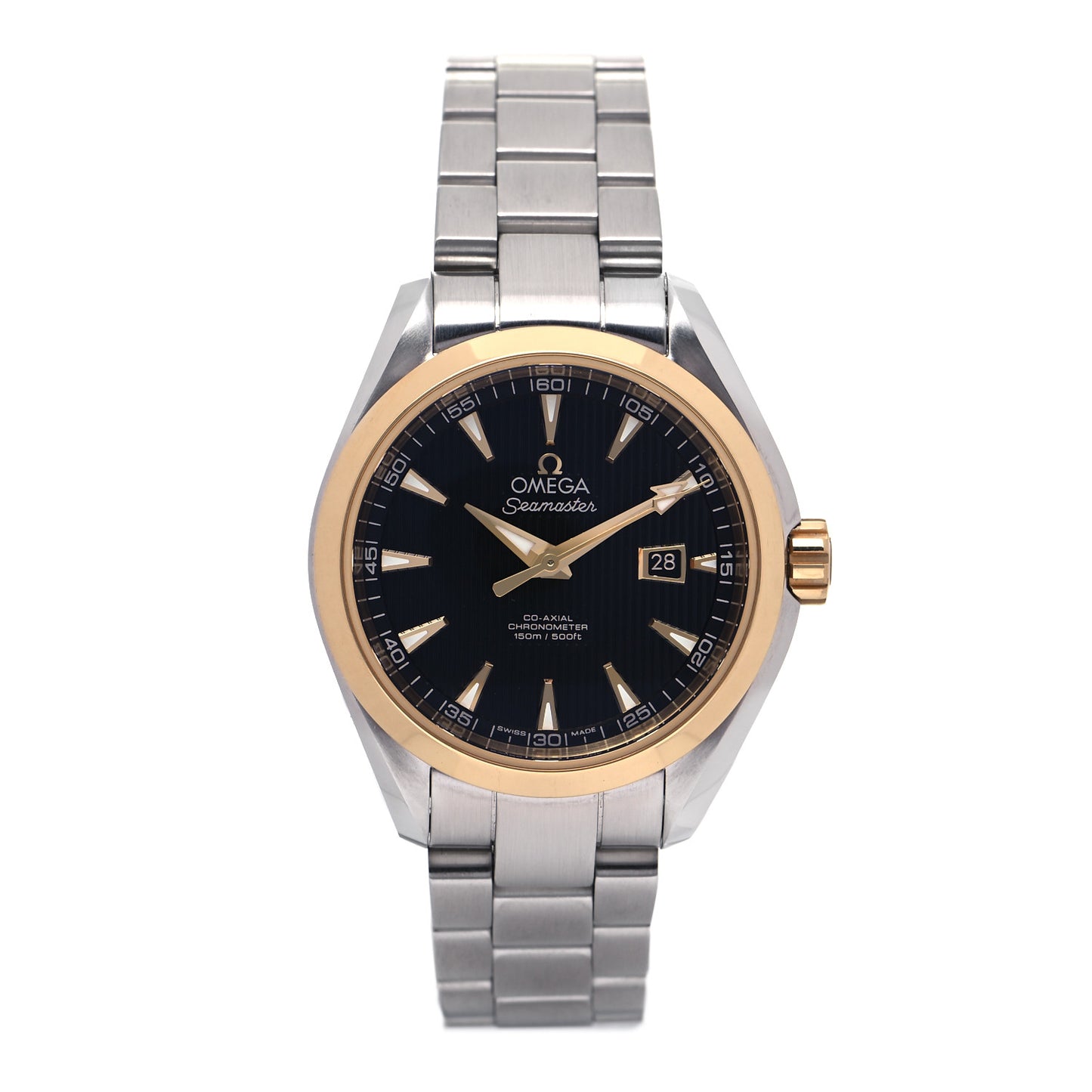 Stainless Steel 18K Yellow Gold 34mm Seamaster Aqua Terra Automatic Watch Black 231.20.34.20.01.004