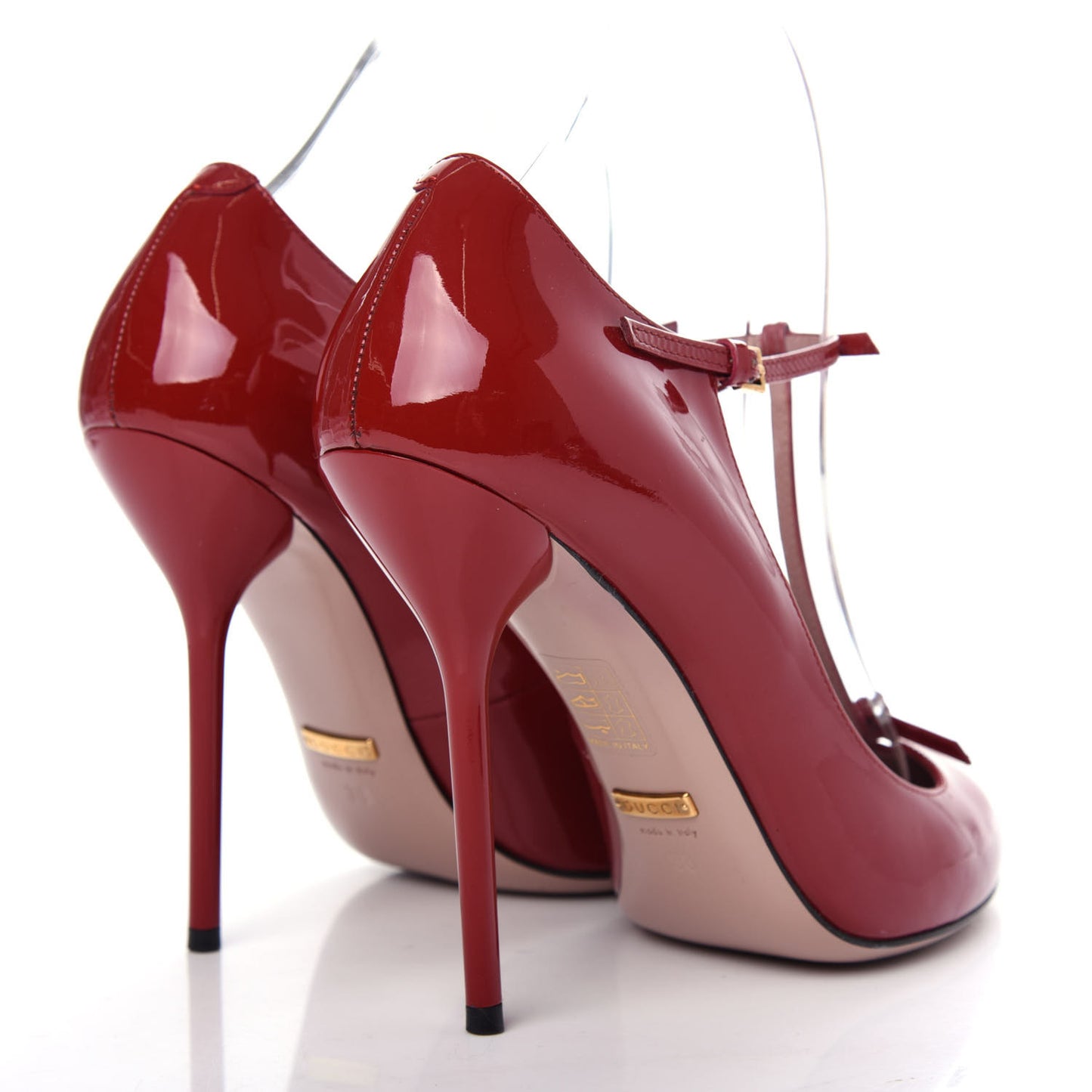 Patent Beverly T-Strap High Heel Pumps 38 Red