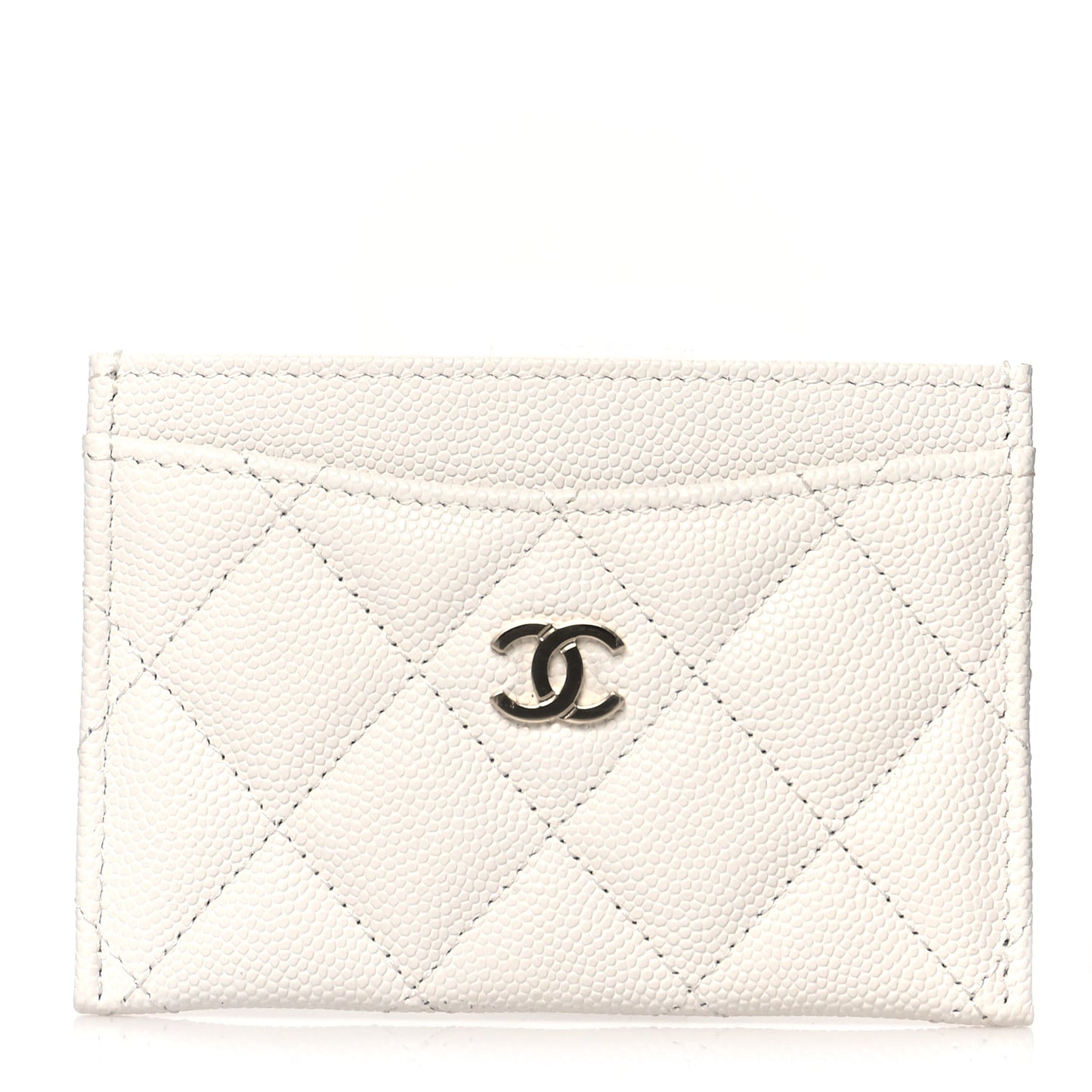 Caviar Quilted Card Holder White