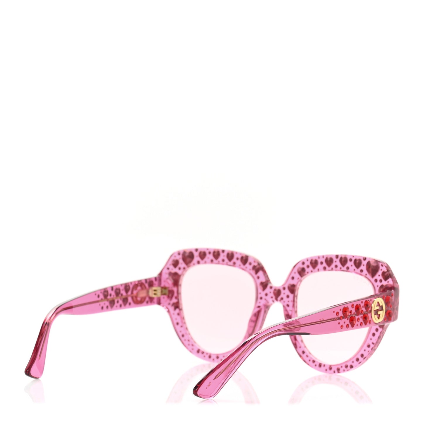 Crystal Heart Sunglasses GG0308S Red Pink
