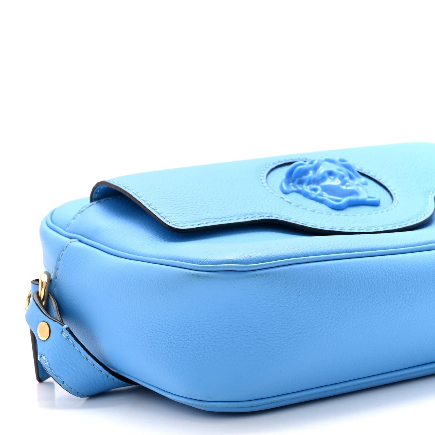 Versace Grained Calfskin Medusa Camera Bag Blue 8 of 9