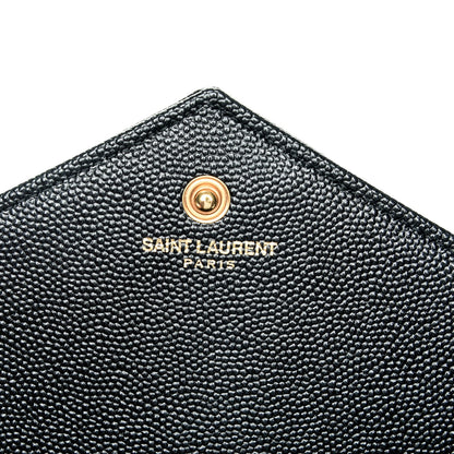 Saint Laurent Grain De Poudre Matelasse Chevron Monogram Chain Wallet Black 7 of 7