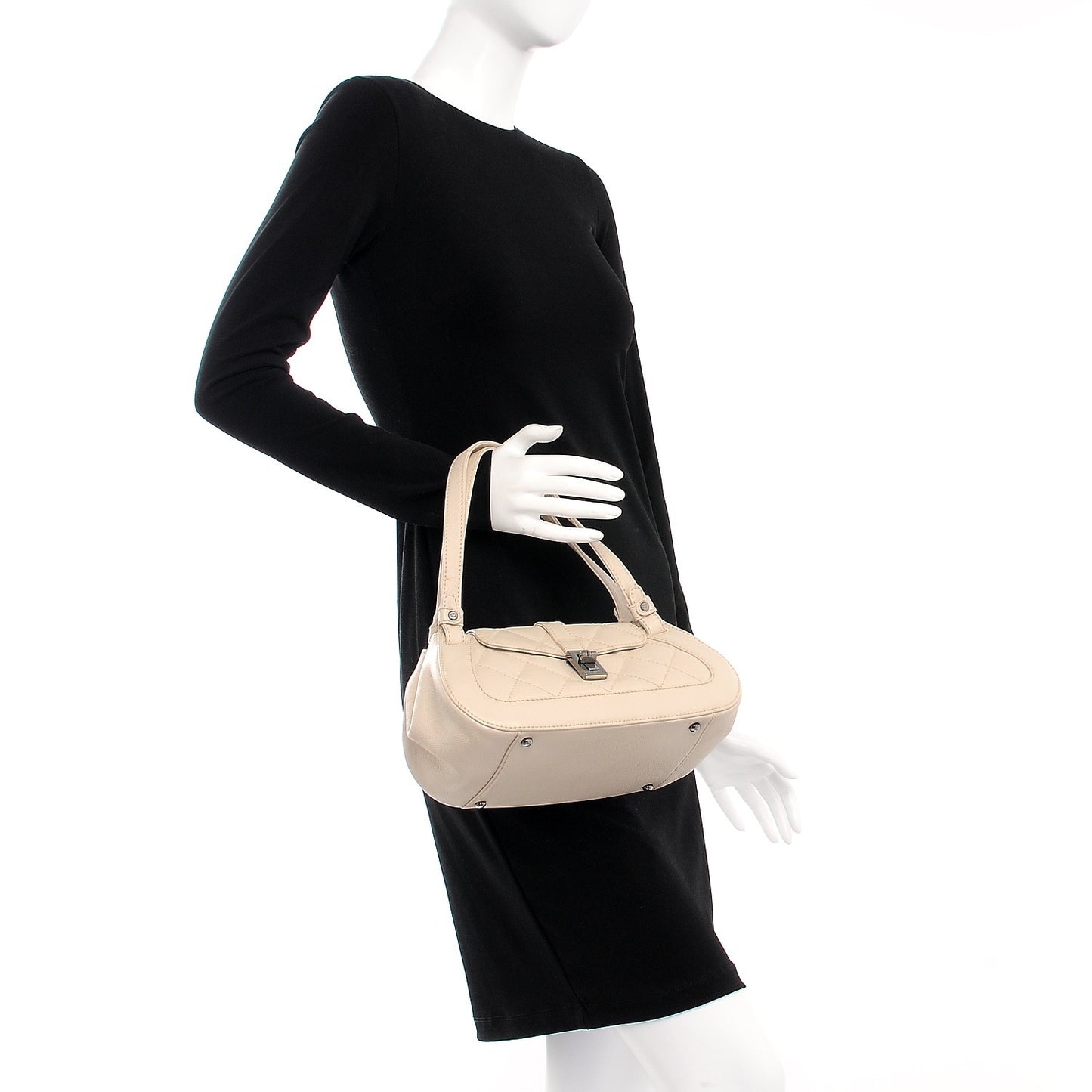 Caviar Quilted Mademoiselle Flap Bag Light Beige