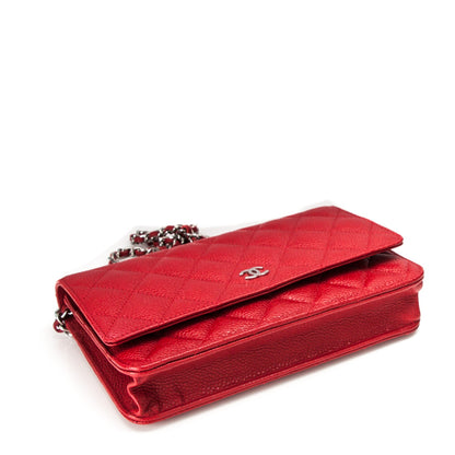 Chanel Caviar Quilted Wallet On Chain WOC Red 4 of 8