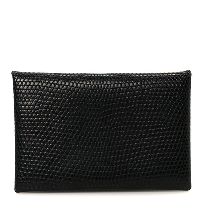 Hermes Lizard Calvi Card Case Black 1 of 7