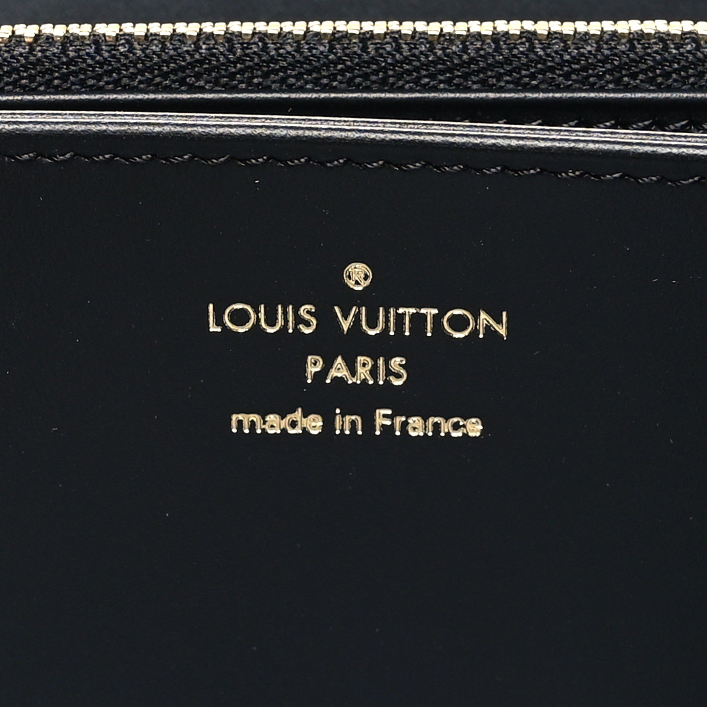 Calfskin Nanogram Embossed Zippy Wallet Black