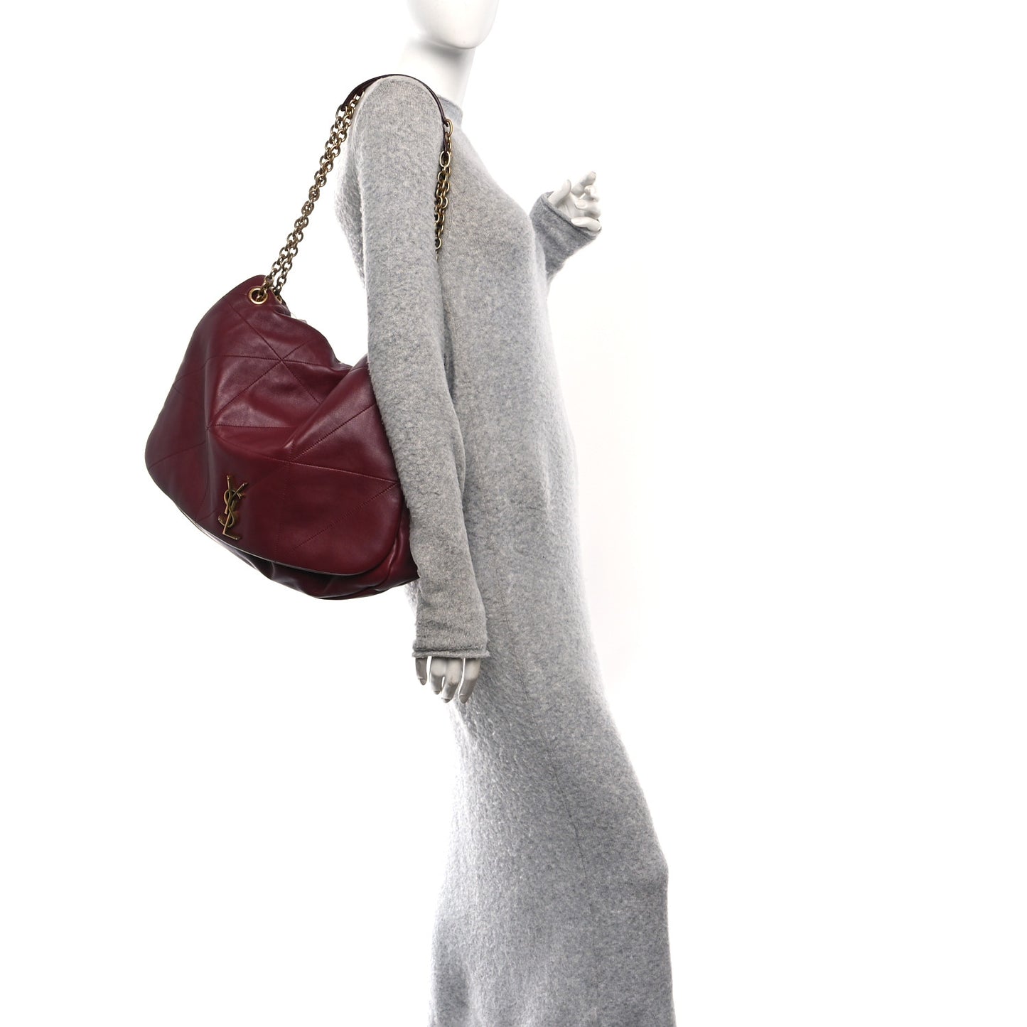 Lambskin Matelasse Monogram Large Jamie 4.3 New Dark Bordeaux