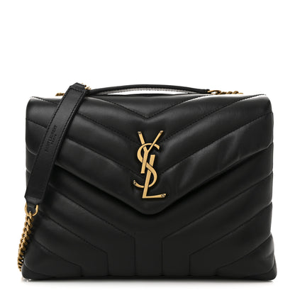 Saint Laurent Calfskin Y Quilted Monogram Small Loulou Chain Satchel Black 1 of 10