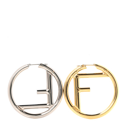 Fendi Metal FF Hoop Earrings Gold Silver 1 of 5