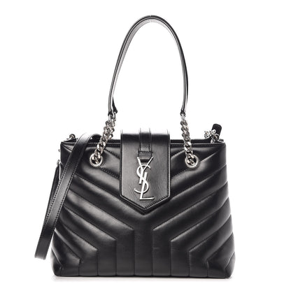 Saint Laurent Calfskin Y Quilted Monogram Small Loulou Shopper Black 1 of 8