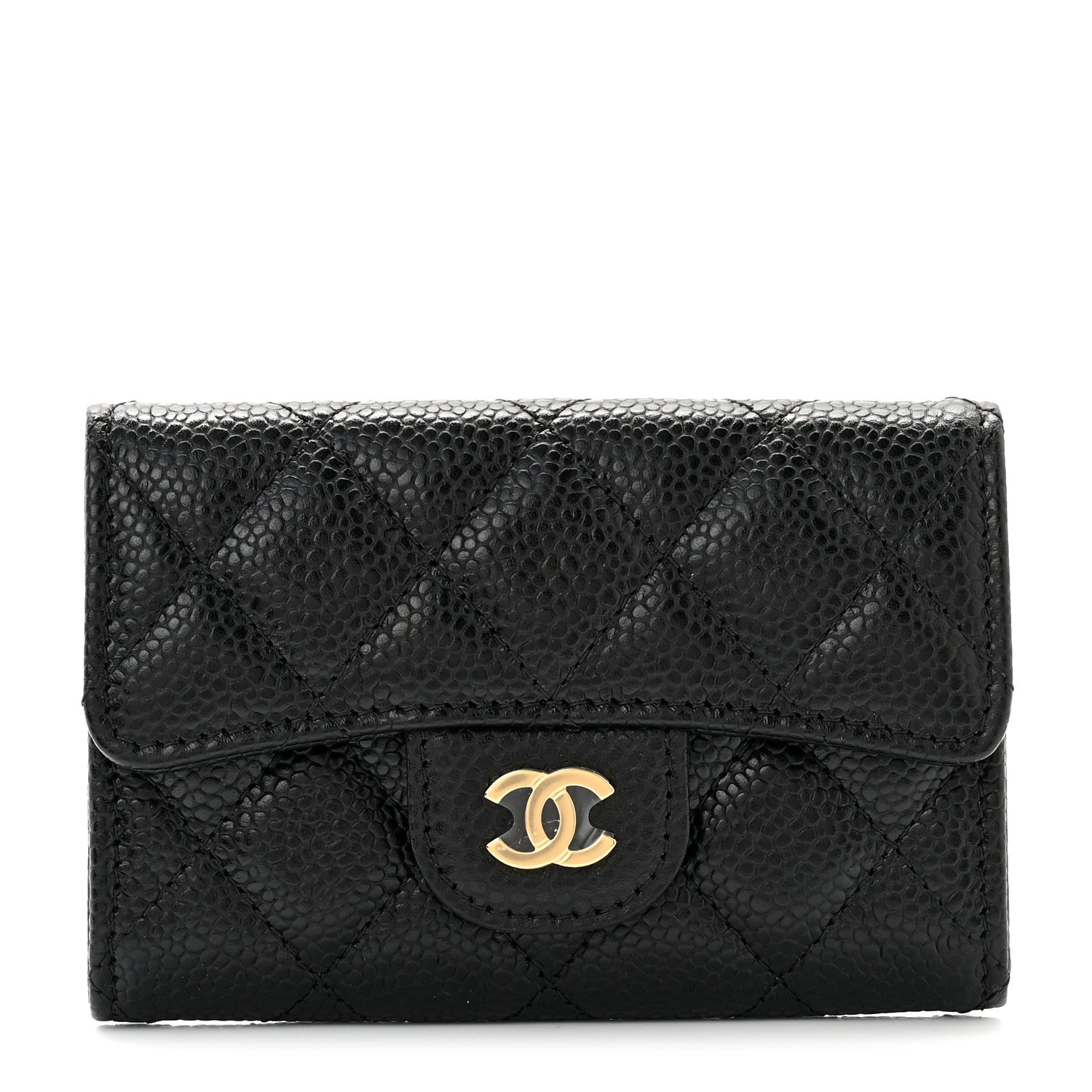 Chanel Caviar Quilted Flap Card Holder Wallet Black 1 of 7