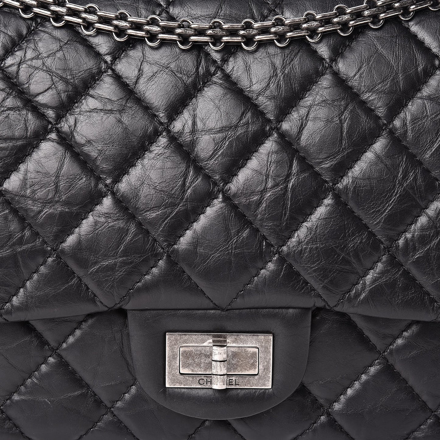 Aged Calfskin Quilted 2.55 Reissue 227 Flap Black