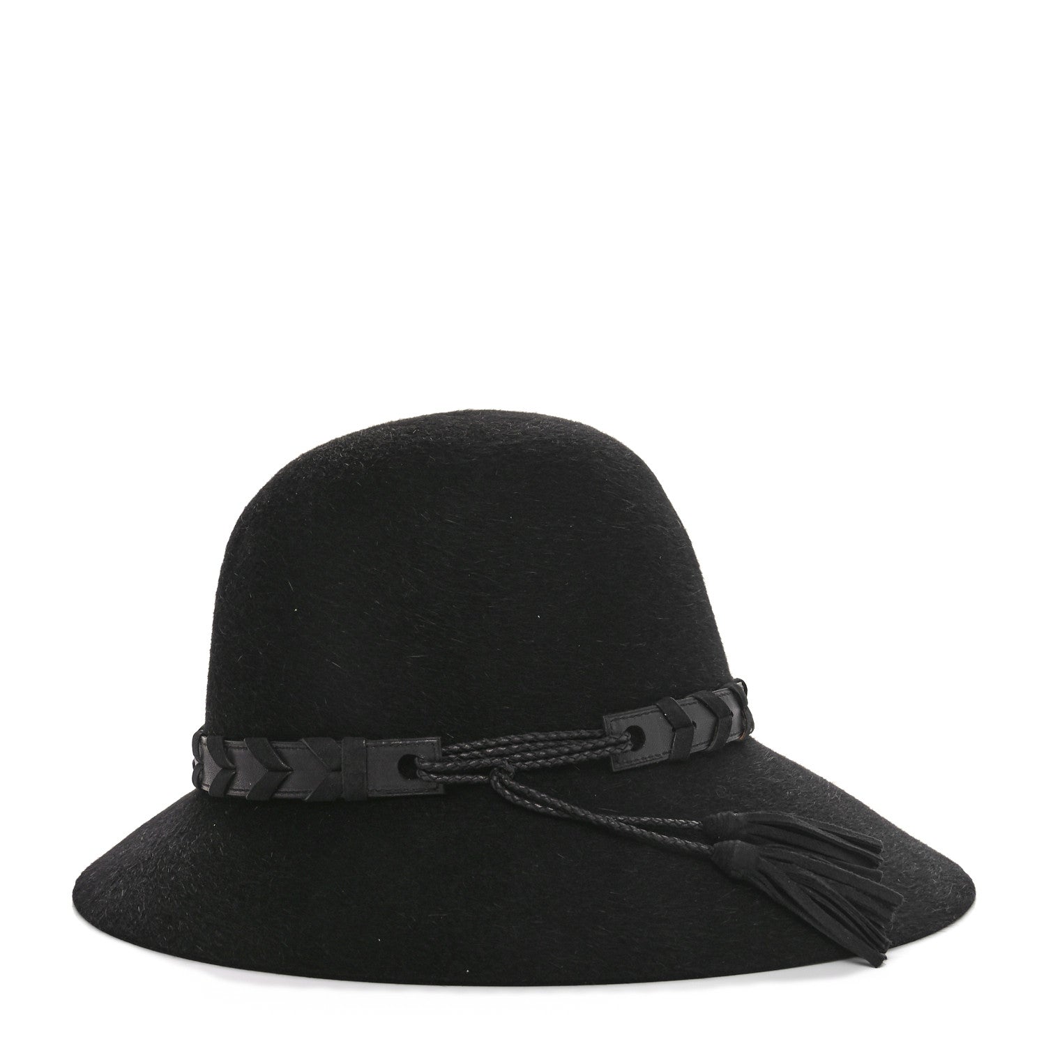 Hermes Rabbit Felt Lambskin Hat 58 Black 5 of 10