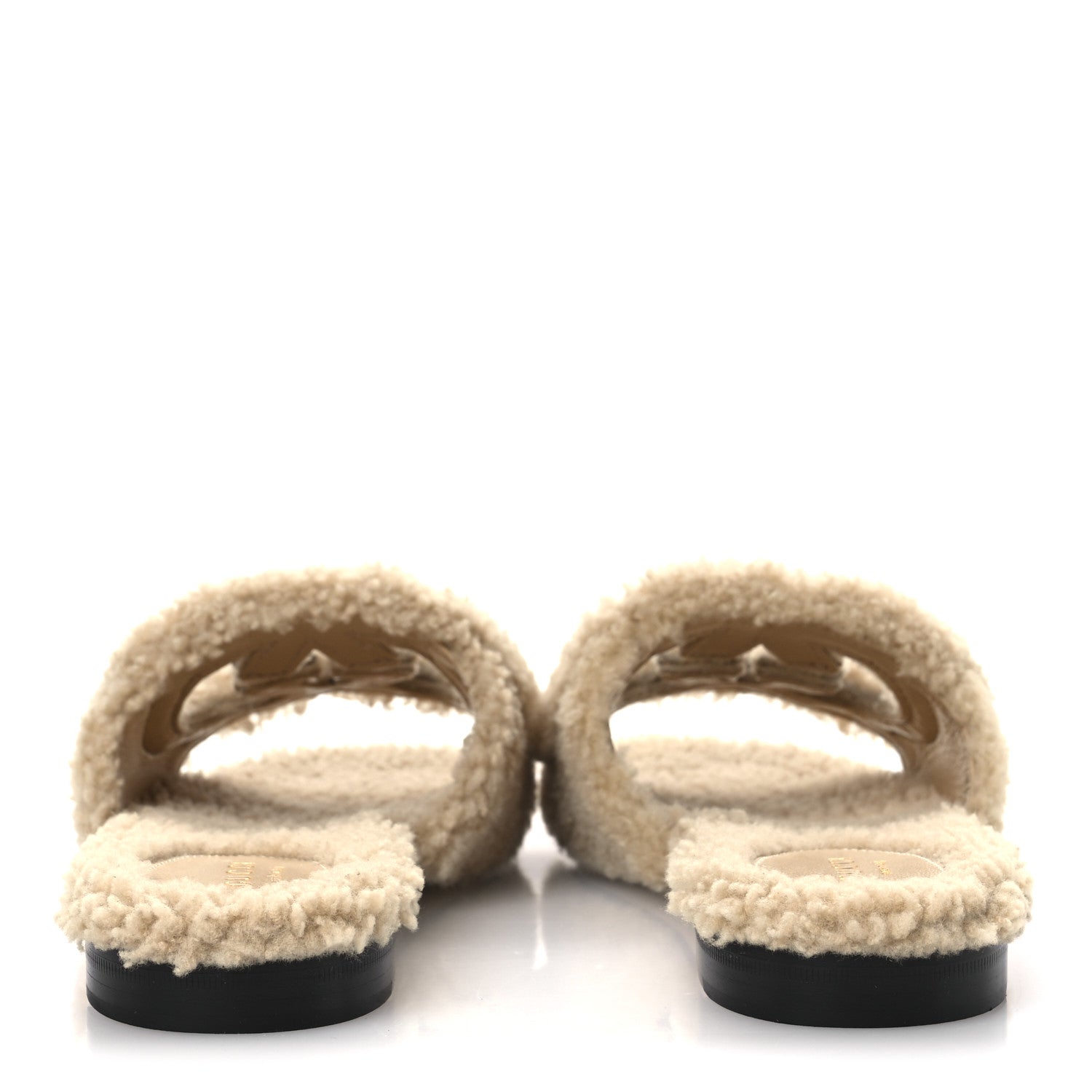 Gucci Shearling Interlocking G Cut Out Slide Sandals 37 Butterscotch 6 of 10