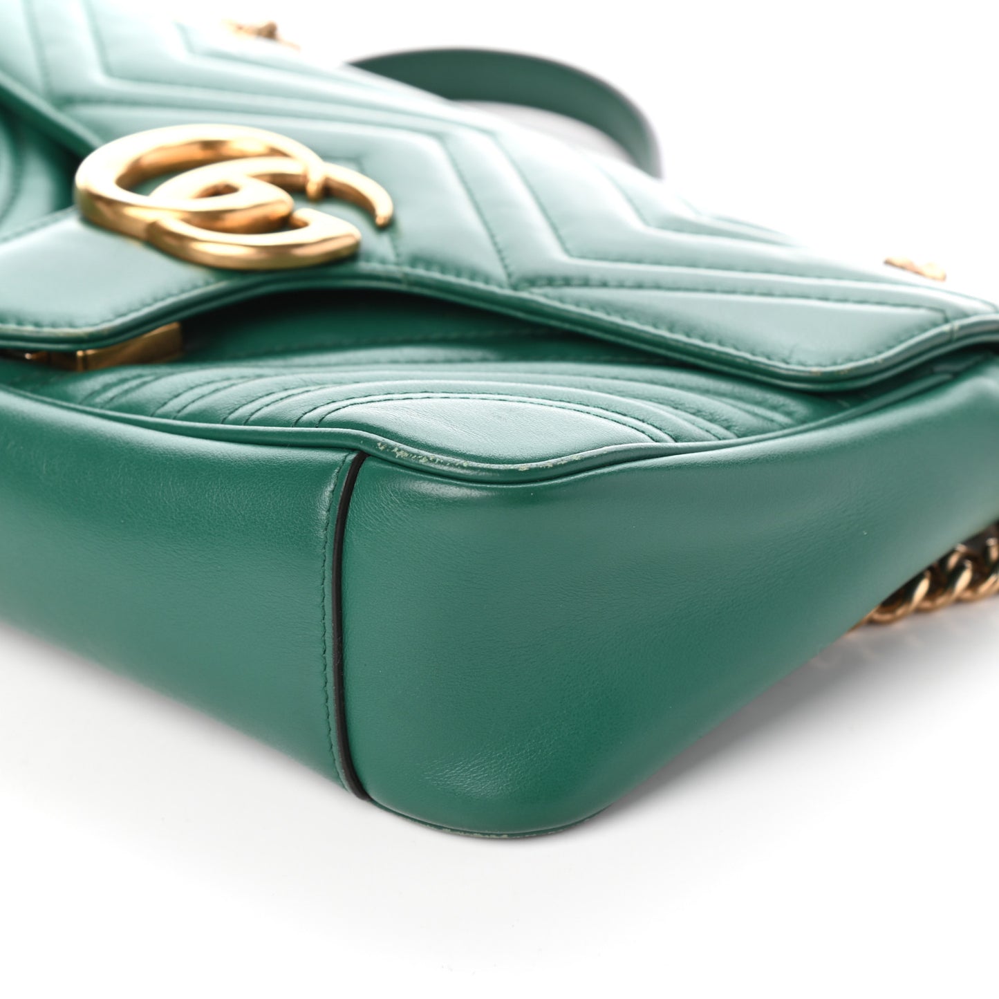 Calfskin Matelasse Small GG Marmont Shoulder Bag Emerald Green