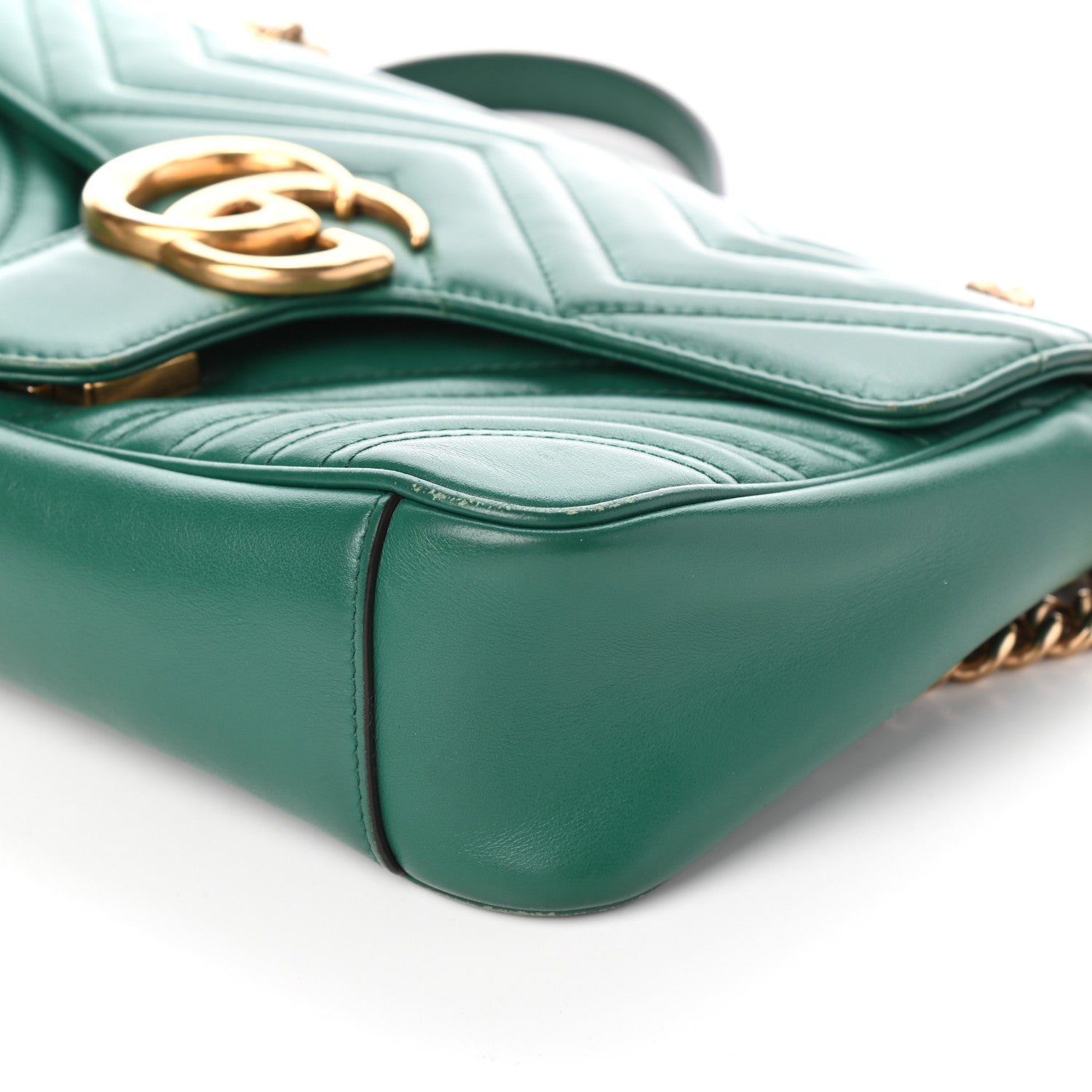 Gucci Calfskin Matelasse Small GG Marmont Shoulder Bag Emerald Green 9 of 9