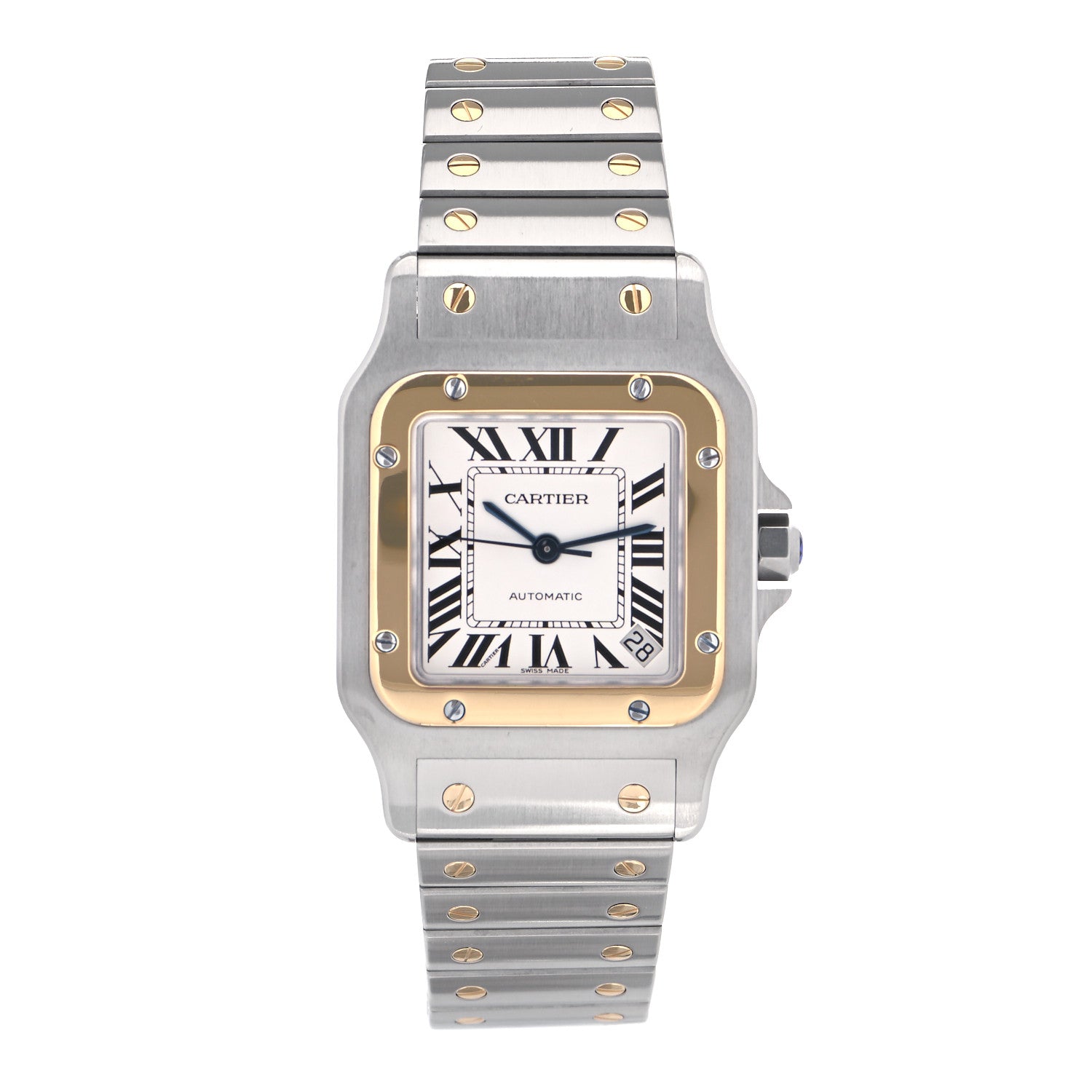 Cartier Stainless Steel 18K Yellow Gold 32mm Santos De Cartier Galbee Automatic Watch 1 of 4