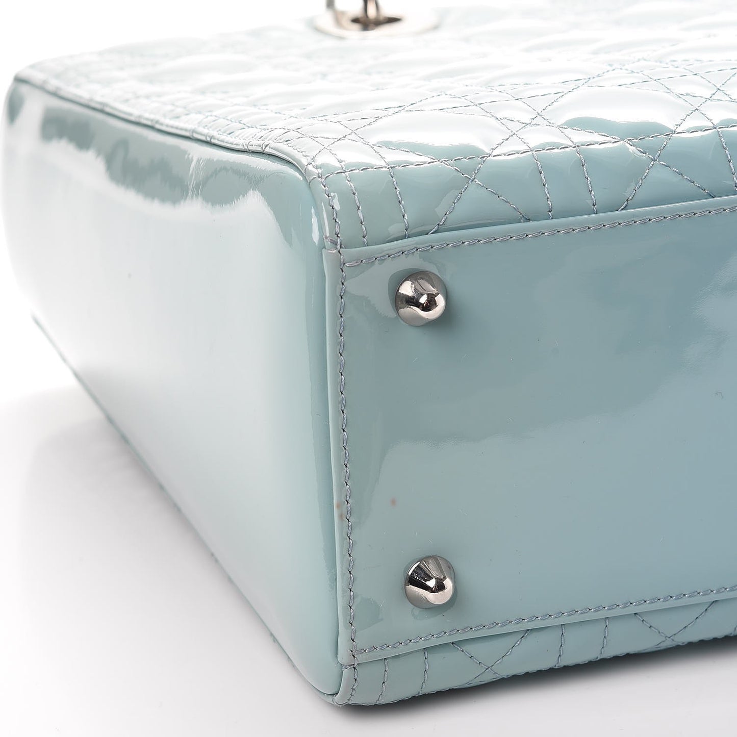 Patent Cannage Large Lady Dior Light Blue