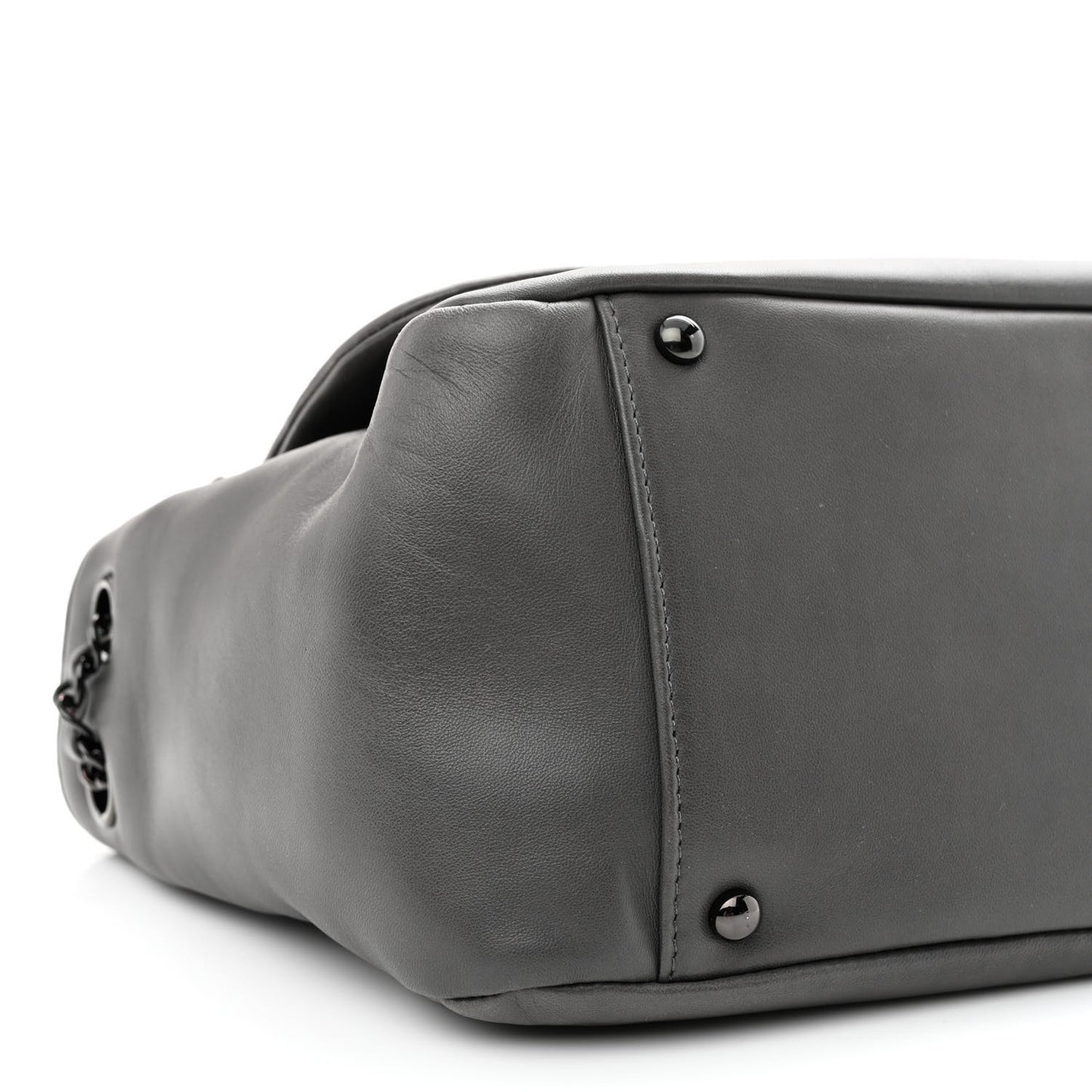 Lambskin Studded Accordion CC Flap Grey