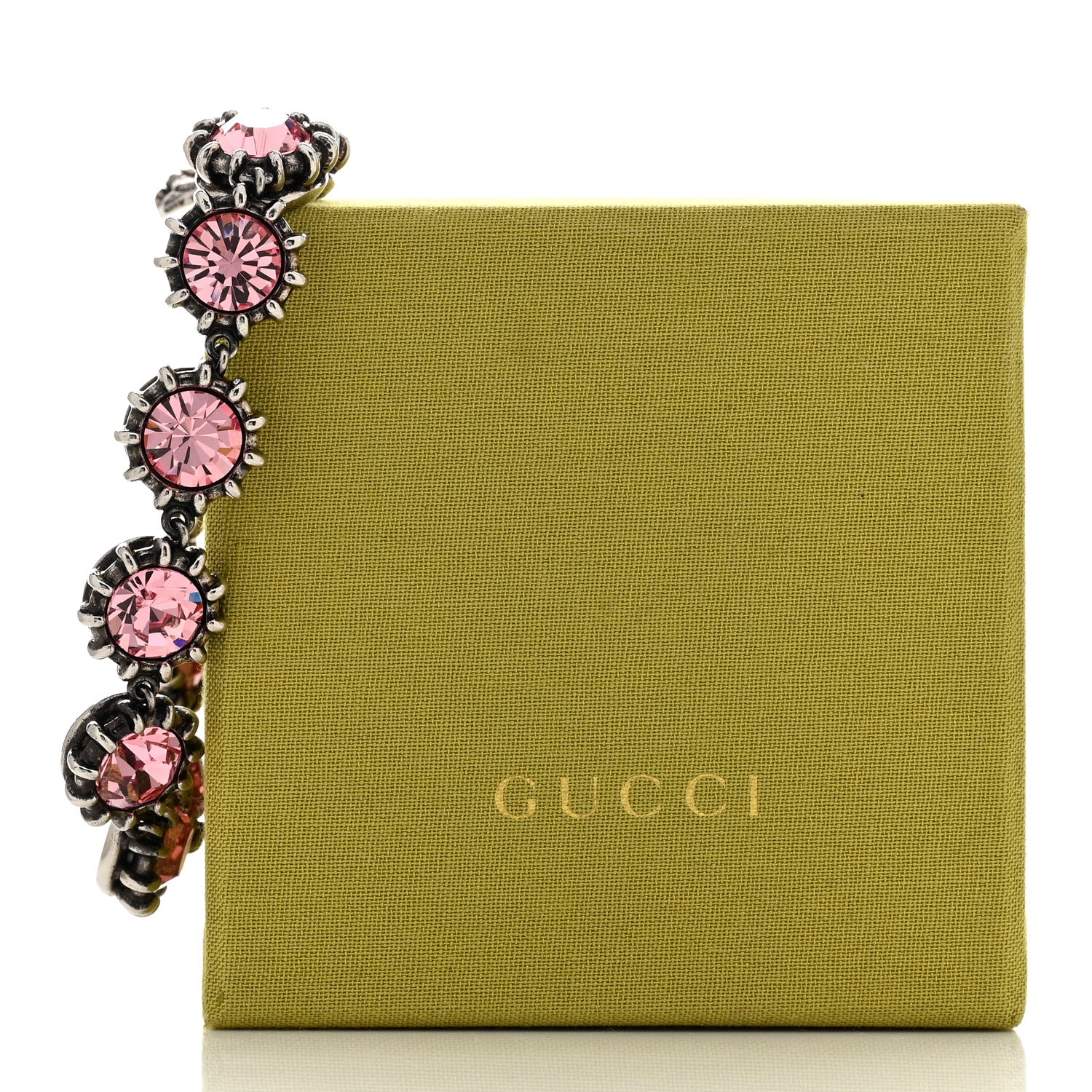 Gucci Crystal Metal Feline Bracelet Silver Pink 5 of 5