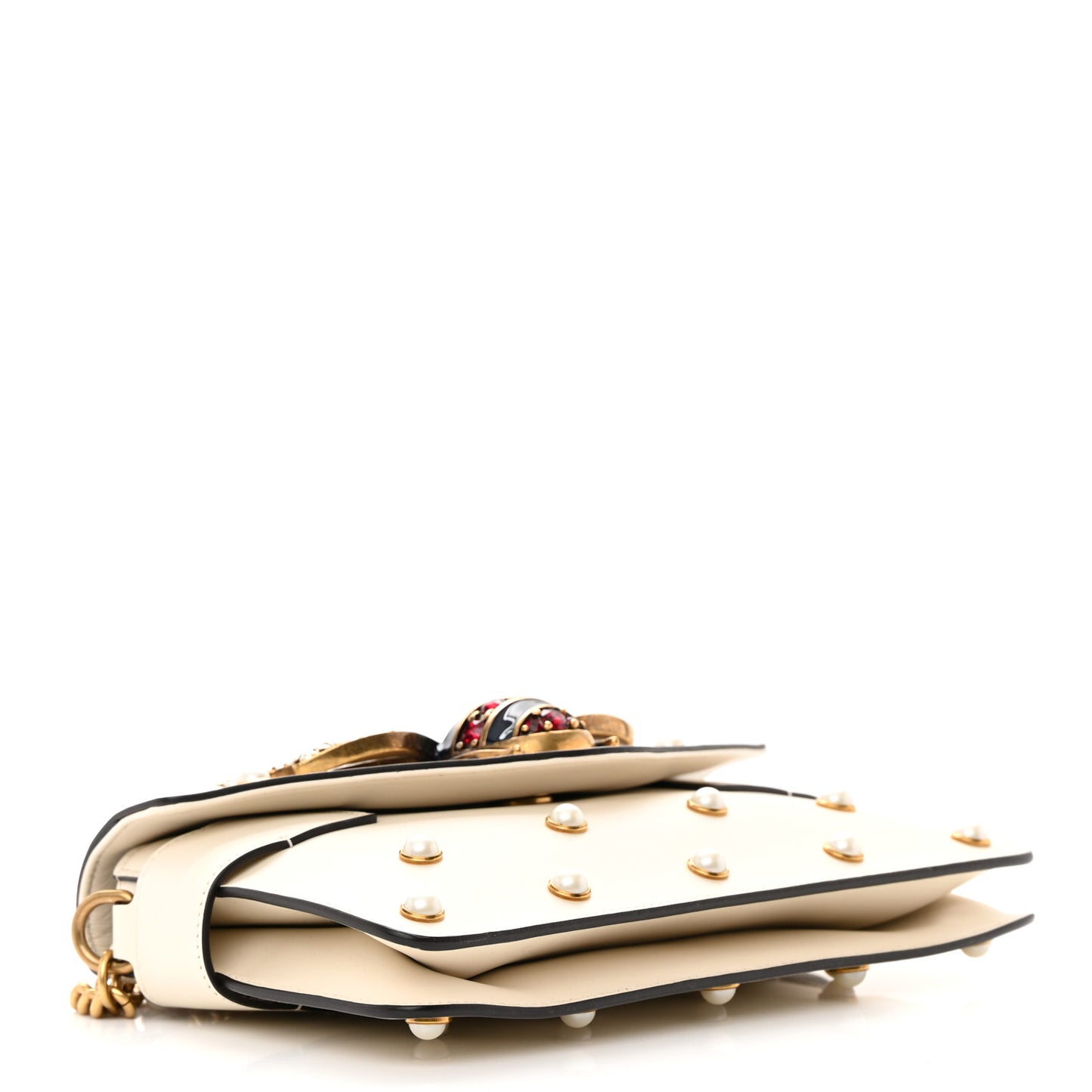 Nappa Pearl Studded Mini Queen Margaret Broadway Shoulder Bag Mystic White