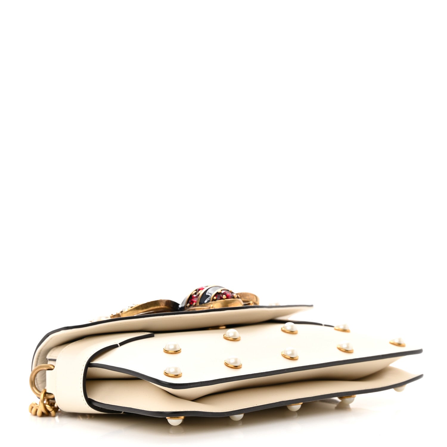 Gucci Nappa Pearl Studded Mini Queen Margaret Broadway Shoulder Bag Mystic White 4 of 14