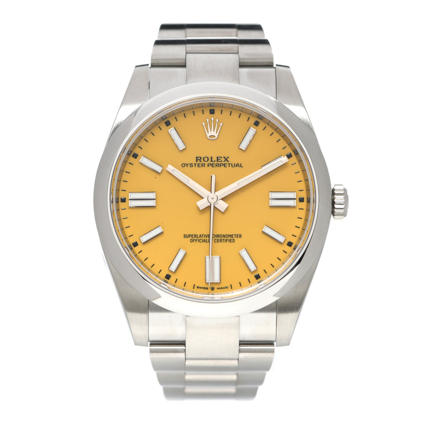 Stainless Steel 41mm Oyster Perpetual Watch Yellow 124300