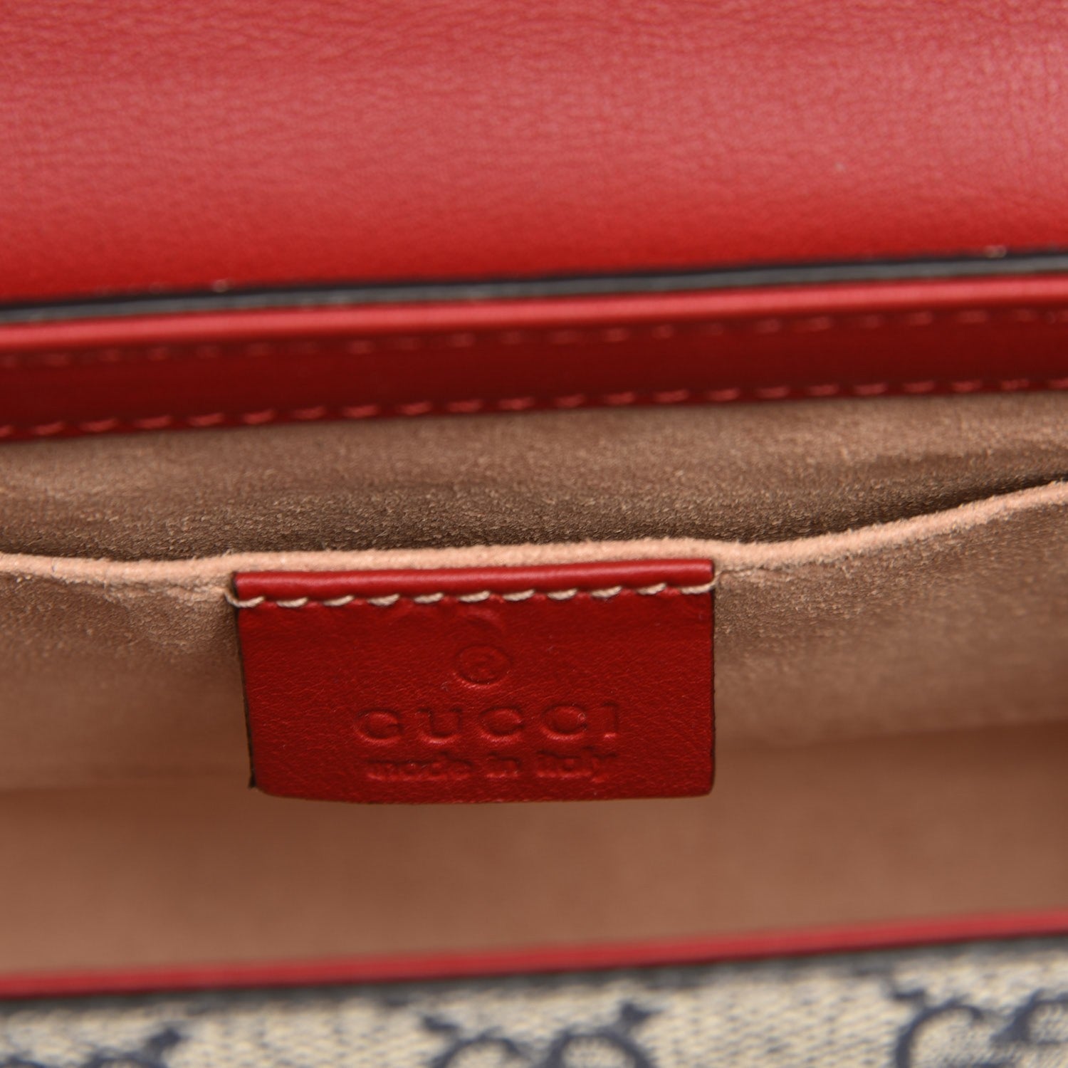 Gucci GG Supreme Monogram Moon Calfskin Small Padlock Shoulder Bag Beige Blue Hibiscus Red Mystic White 6 of 7
