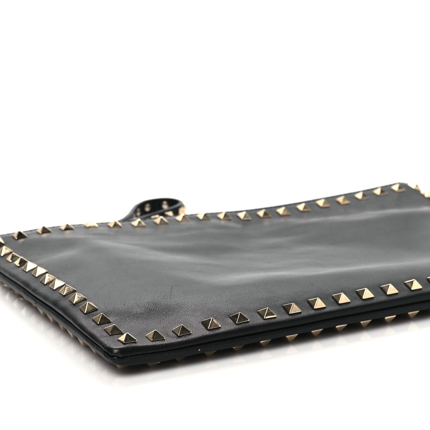 Valentino Garavani Vitello Large Rockstud Zip Wristlet Pouch Black 7 of 9