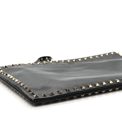 Valentino Garavani Vitello Large Rockstud Zip Wristlet Pouch Black 7 of 9