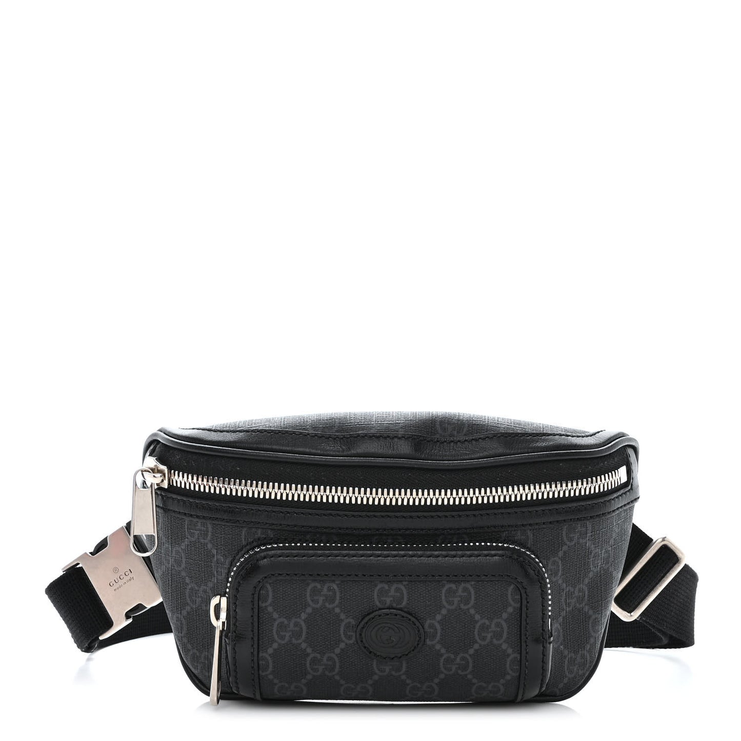 GG Supreme Monogram Textured Calfskin Retro Interlocking G Belt Bag Black