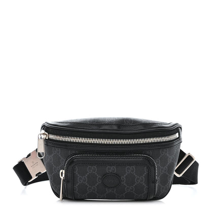 Gucci GG Supreme Monogram Textured Calfskin Retro Interlocking G Belt Bag Black 1 of 11