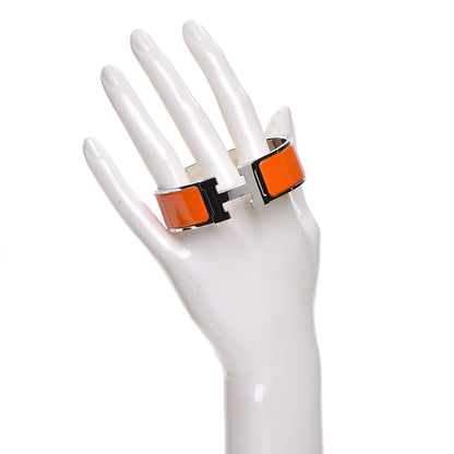 Hermes Enamel Wide Clic Clac H Bracelet GM Orange 2 of 5