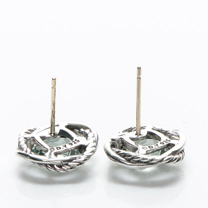 David Yurman Sterling Silver Prasiolite 7mm Infinity Earrings 3 of 5