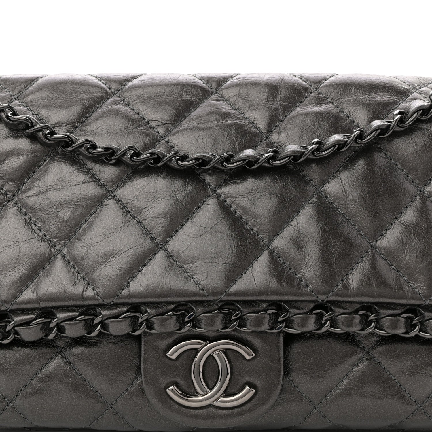 Chanel Metallic Calfskin Quilted Medium Chain Me Flap Grey 8 of 10