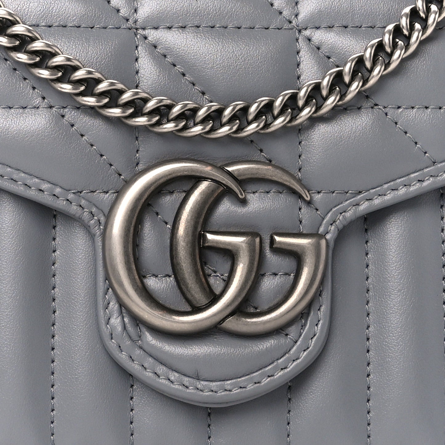 Calfskin Matelasse Aria GG Marmont Chain Wallet Deep Grey