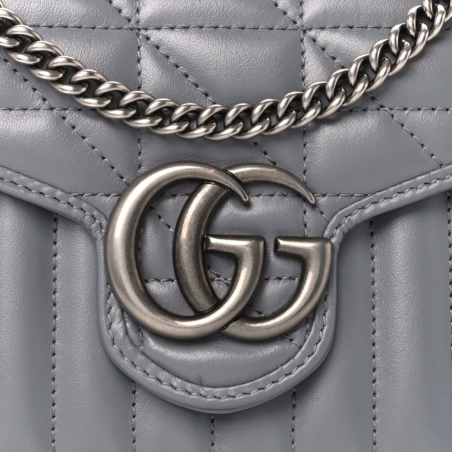Gucci Calfskin Matelasse Aria GG Marmont Chain Wallet Deep Grey 8 of 10