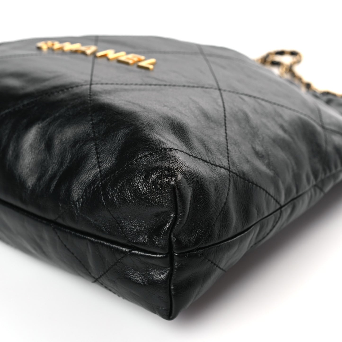 Shiny Calfskin Quilted Small Chanel 22 Black